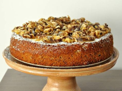 Orange Olive Oil Cake With Candied Walnuts Cookie Recipe With Oil, Recipes With Olive Oil, Candied Walnut Recipe, Baking With Olive Oil, Orange Olive Oil Cake, Orange Olive Oil, Olive Oil Cake Recipe, Hanukkah Desserts, Cheesecake Frosting