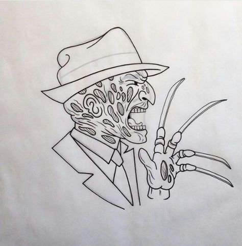 Freddy Freddy Krueger Flash Tattoo, Freddy Krueger Coloring Pages, Freddy Kruger Drawings Easy, Freddy Krueger Drawing Easy, Freddy Krueger Tattoo Stencil, Freddy Krueger Art Drawing, Freddy Krueger Drawing Sketch, Freddy Krueger Hand Drawing, Freddy Krueger Black And White