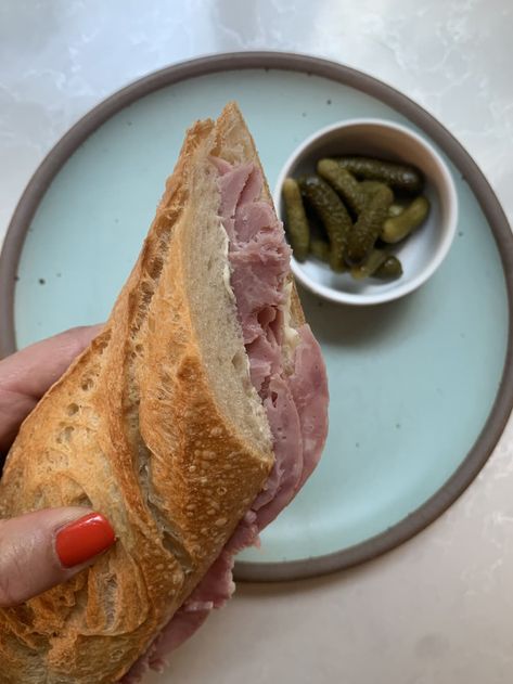 Post Image Travel To France, Parisian Kitchen, Baguette Sandwich, Tinned Fish, Ham Sandwich, French Butter, Ham Sandwiches, Streets Of Paris, Simple Sandwiches