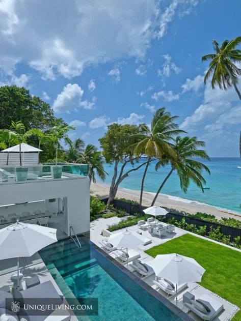 Avant-garde Luxury Beach Front Villa On Barbados 4 Beach Front Villa, Barbados Villas, Barbados Beaches, Caribbean Homes, Caribbean Luxury, Beachfront House, Beachfront Home, Infinity Edge Pool, Beach House Style