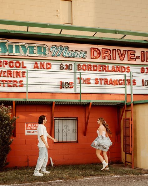 moments from our drive-in date night with @nikki_c_photography 🫶🏼🍿🎥 Drive In Movie Photoshoot, Drive In Theater Aesthetic, Movie Engagement Photos, Movie Photoshoot, Drive In Theater, Drive In Movie, Movie Couples, Drive In, Couple Pictures