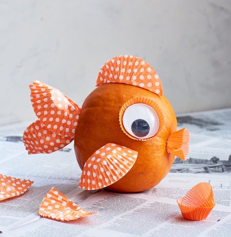 orange-fish-pumpkin-6463040e Fish Pumpkin, Easy Pumpkin Designs, Pumkin Decoration, Carve Pumpkins, Pumpkin Decorating Ideas, No Carve Pumpkin Decorating, Safe Family, Pumpkin Designs, Halloween Pumpkins Carvings