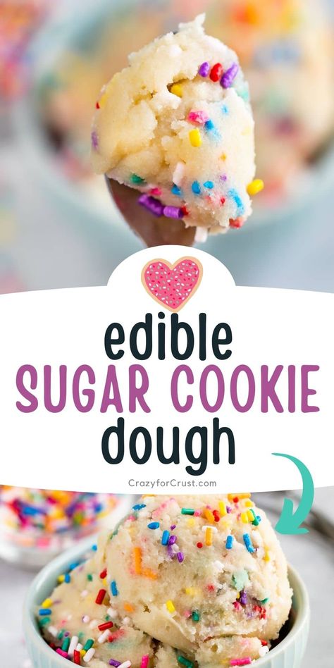 Edible Sugar Cookie Dough Recipe, Funfetti Cookie Dough, Edible Sugar Cookie Dough, Sugar Cookie Dough Recipe, Edible Cookie Dough Recipe, No Bake Cookie Dough, Cookie Dough Recipe, Classic Cookies Recipes, Cookie Recipes Unique