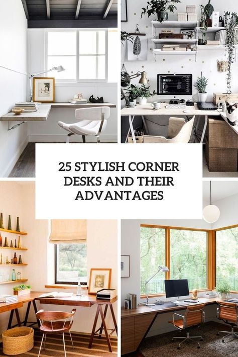 Straight Desk In Corner, Office Corner Desks For Home, Corner Desk Ideas Small Home Office, L Shape Corner Desk, L Shaped Desk Design Ideas, Corner Desk Space, Rug Under Desk Home Office Corner, Living Room Corner Office, Office With Corner Desk Layout