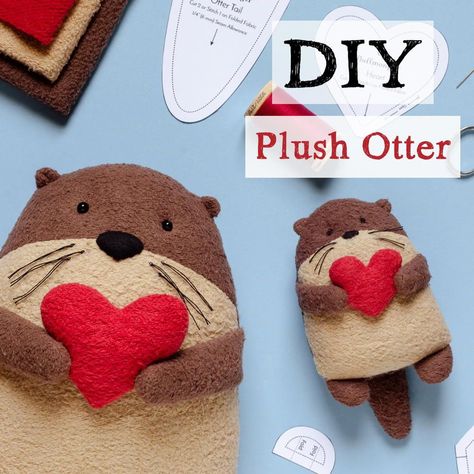 Is there any animal as strikingly adorable as the otter? Put the playfulness and fuzziness of otters into a lovey your little one will take everywhere from road trips to naptime with this DIY Plush Otter pattern. Fluffmonger Patterns, Stuffed Otter, Homemade Cushions, Sewing Animals, Simple Sewing, Free Sewing Pattern, Free Pdf Sewing Patterns, Beginner Sewing Projects Easy, Sewing Toys