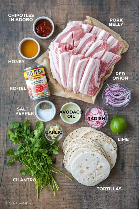 Explore a world of flavor with our Easy Pork Belly Tacos Recipe! Crispy, spicy, and oh-so-satisfying! Slow roasted for tenderness, then crisped up in a skillet and tossed with a honey chipotle salsa. These are delicious and addictive! Pork Belly Nachos, Smoked Pork Belly Tacos, Pork Belly Tacos Recipe, Pork Belly Marinade, Easy Pork Belly, Spicy Pork Belly, Chipotle Steak, Pork Belly Strips, Chipotle Salsa