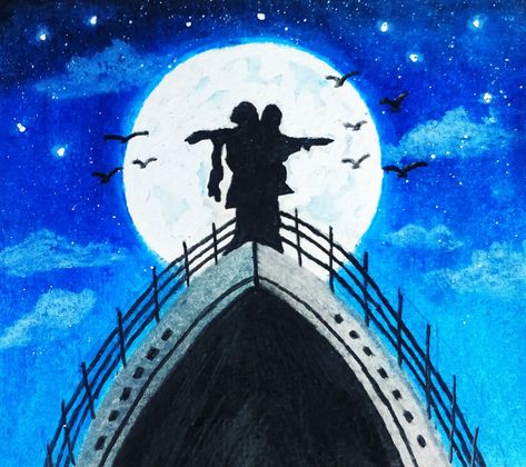 #oilpastel #oilpasteldrawing #titanic #titanicmovie #drawing #painting Drawing Movie Scenes, Movie Scene Drawing, Movie Poster Drawing, Titanic Aesthetic Drawing, Titanic Ship Drawing, Titanic Illustration, How To Draw Titanic, Titanic Rose Drawing, Titanic Sketch