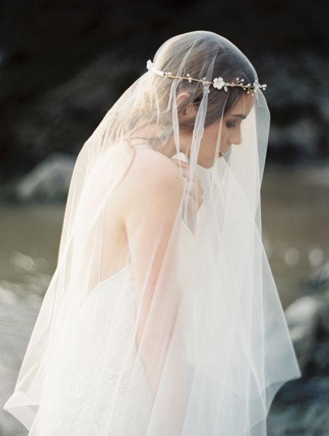 Fall headfirst into Melinda Rose's hauntingly beautiful lookbook shot on the Oregon coast by Erich McVey. It's a moody masterpiece showcasing soft, cascading wedding veils and delicate wedding crowns. Drop Wedding Veil, Circle Veil, Wedding Circlet, Bridal Circlet, Bridal Hair Wreath, Drop Veil, Veil Headpiece, Blusher Veil, Illusion Tulle