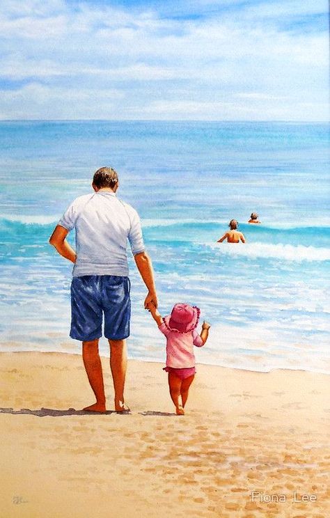 Fiona Lee Romantic Paintings Couple, Resist Painting, Fathers Day Art, Custom Portrait Painting, Romantic Wallpaper, Pressed Paper, Summer Illustration, Father And Daughter, Palette Knife Painting