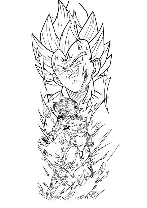 Dragon Ball Z Characters Drawing, Dragon Ball Z Sleeve Design, Dragon Ball Super Tattoo, Dragonball Tattoo Ideas, Vegeta Drawing, Vegeta Tattoo Stencil, Dragon Ball Z Tattoo Design, Tatuaje Dragon Ball, Dbz Stencil