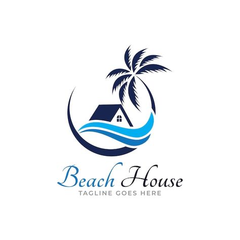 Vector beach house logo design template | Premium Vector #Freepik #vector #sea-logo #house-symbol #house-logo #estate Beach House Logo, Vector Building, Minimal Font, Comic Text, Beach Logo, Sports Fonts, Building Logo, House Logo Design, Retro Text