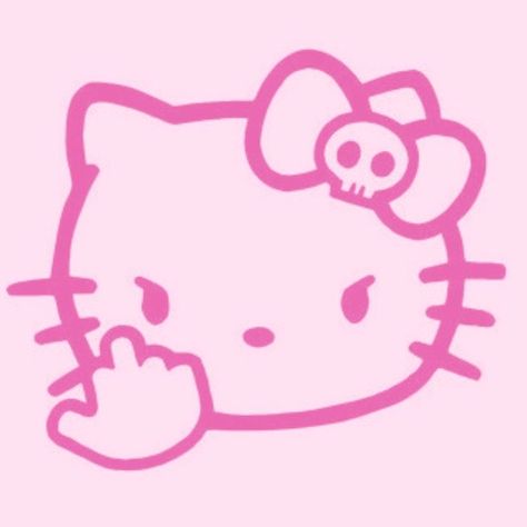 Pink Y2k Drawing, Hello Kitty Middle Finger, Cute Heart Drawings, Hello Kitty Videos, Funny Feeling, Hello Kitty Aesthetic, Emo Wallpaper, Hello Kitty Characters, Kitty Drawing