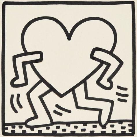 Keith Haring Tattoo, Keith Haring Art, Haring Art, Heart Font, Simplistic Tattoos, Keith Haring, Art Movement, Art Plastique, Ceramic Painting