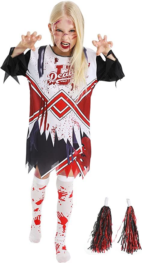 Zombie Cheerleader Costume, Cheerleader Girls, Horror High, Zombie Cheerleader, Halloween Costume For Kids, Halloween Box, School Costume, Cheerleader Costume, Costumes Kids