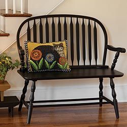 Forget that pillow, but otherwise cute. Windsor Bench, Deacons Bench, Country Bench, Bench Entryway, Entryway Benches, Windsor Chair, Colonial Decor, Primitive Home, Wood Bench