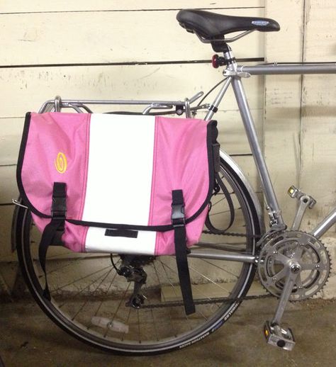 Turn an old bag into a pannier for your bike! For under $30 Bike Crochet, Grommet Tool, Bike Challenge, Bike Bags, Bike Panniers, Pannier Bag, Cool Bike Accessories, Bicycle Bag, Cycling Photos