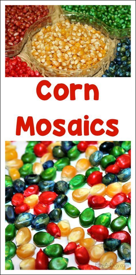 Use dyed corn kernels to create beautifully colorful corn mosaics in preschool! Great as a Thanksgiving art project, harvest craft, or just for fun! Preschool Thanksgiving Art, Fall Process Art, Colorful Corn, Farm Vbs, Thanksgiving Art Projects, Thanksgiving Activities Preschool, Harvest Crafts, Harvest Theme, Preschool Thanksgiving