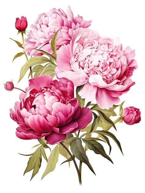 Peony Drawing, Peony Illustration, Pink Png, Rare Flowers, Flower Background Wallpaper, Beautiful Bouquet Of Flowers, Paper Artwork, Rose Painting, Digital Flowers