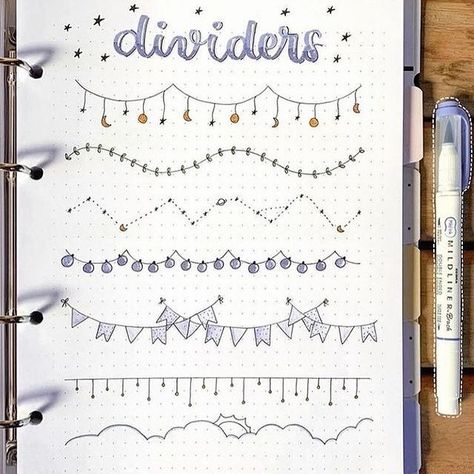 Dividers Ideas, Bullet Journal Dividers, Boarders Designs For Projects, Bullet Journal Key, Kraf Kertas, Creative School Project Ideas, Bullet Journal Ideas Templates, Weather Today, Bullet Journal Diy