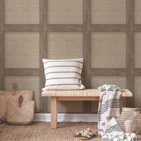 Rattan Wall Panel, Panelled Wallpaper, Rattan Wallpaper, Sequence Pattern, Wood Panel Wallpaper, Panelling Ideas, Paper Paste, Panel Wallpaper, Wall Moulding