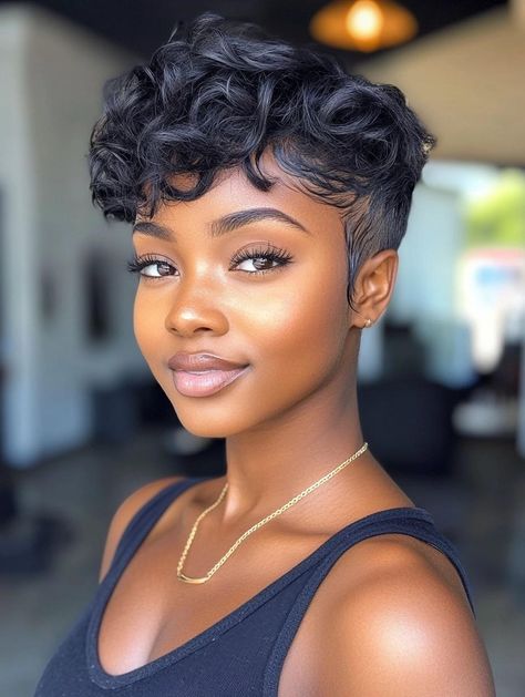 Top Short Haircuts for Black Women 2024 - Cute, Elegant, and Easy Ideas Caesar Haircut Black Women, Short Hairstyles Black Women, Sleek Pixie, Caesar Haircut, Haircut Black Women, Waves Haircut, Short Haircuts For Black Women, Black Women Short Hairstyles, Short Twists