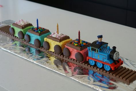 Birthday Cake With Train, Trains Birthday Cake, Mighty Express Birthday Cake, Train Shaped Cake, Train Party Cake, Train Track Cake, Simple Train Cake, Diy Train Cake, Train Cakes For Boys