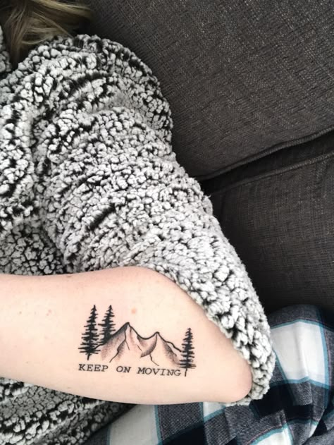 Tattoo Ideas Outdoors, Moutain Tattoos For Women Forearm, Outdoor Tattoos Women, Alaska Tattoos For Women, Alaska Tattoo Ideas Simple, Mountain And Wildflower Tattoo, Moutain Tattoos For Women, Montana Tattoo Ideas Simple, Hometown Tattoo Ideas