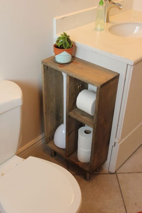 Wood storage for bathroom paper Bathroom Closet Organization, Diy Rustic Home, Toilet Paper Storage, Decor Ikea, Living Modern, Living Room On A Budget, Wooden Shelf, Simple Bathroom, Cheap Decor