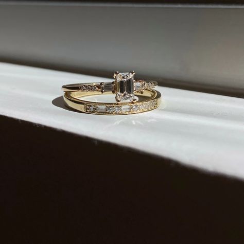 EMERALD CUT DIAMOND MELODY RING Emerald Cut Engagement Rings Vintage, Baguette Wedding Rings, Vale Jewelry, Wedding Rings Emerald Cut, Jennie Kwon, Window Panes, Radiant Engagement Rings, Future Engagement Rings, Emerald Cut Rings