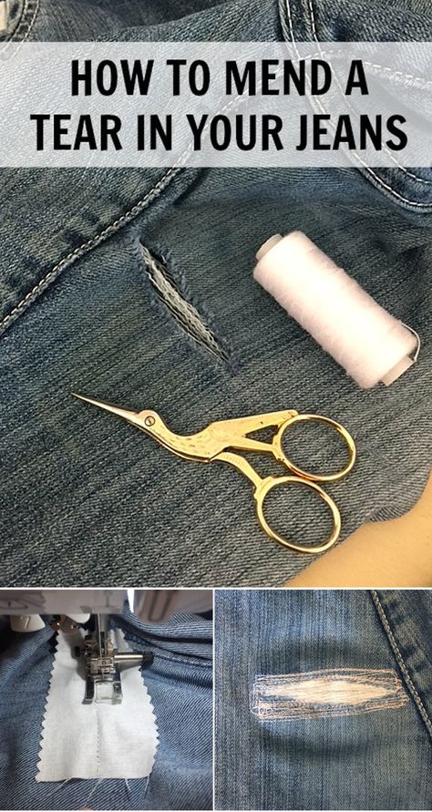 How to fix hole in crotch of jeans Mending Jeans, Fat Quarter Projects, Mode Crochet, Beginner Sewing Projects Easy, Leftover Fabric, Bags Tutorial, Fabric Baskets, Love Sewing, Sewing Projects For Beginners