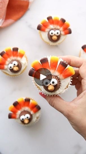 105 reactions · 5 comments | Save this post for the most Adorable Turkey Cupcakes.

So easy to make even kids can do it! 

In fact, give them these to make after thanksgiving dinner so the adults can relax.

Find all the details on our site: https://thecraftingchicks.com/candy-corn-turkey-
thanksgiving-cupcakes/

Or leave a comment and I’ll message you a clickable link.

#craftingchicks #cupcakes #cupcake #cupcakedesign #cupcakeideas #cupcaketime #cupcakestagram #cupcakesofinstagram #cupcakesfordays #instacake #cake #dessert #sweet #baker #baking #feedfeed #f52grams #bakersofinstagram #food #cakeitorleaveit | The Crafting Chicks | Creative Ideas for Everyday life | Paul Russell · Lil Boo Thang Thanksgiving Day Cupcakes, Turkey Decorated Cupcakes, Turkey Cupcakes Thanksgiving, Turkey Cupcakes Ideas, Cupcake Turkey, Thanksgiving Cupcake Ideas, Turkey Desserts, Thanksgiving Food Crafts, Thanksgiving Cups