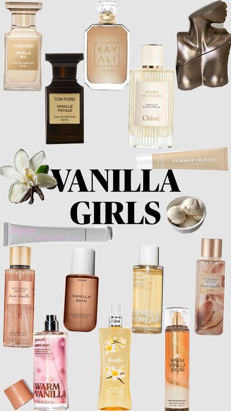 #vanillagirl #vanilla #vanillagirlaesthetic #vanillagirlguide #vanillagirloutfit #rhode #lipbalm #bathandbodyworks #victoriassecret Sweet Vanilla Perfume, Vanilla Perfumes For Women, Bath And Body Works Vanilla, Smell Like Vanilla, Vanilla Scents, Vanilla Cashmere, Bare Vanilla, Scent Combos, Bath & Body Works