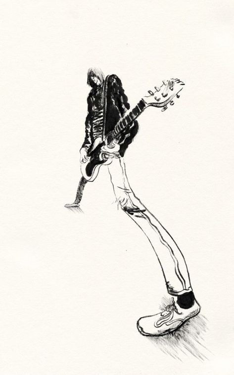 Rock Poses Drawing, Punk Rock Art, Johnny Ramone, Inktober Challenge, Arte Grunge, Arte Punk, Punk Art, Music Artwork, Ramones