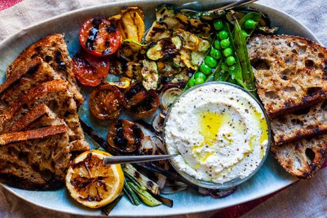 summer ricotta with grilled vegetables – smitten kitchen Cena Light, Classic Cobb Salad, Goat Cheese Pasta, Pork Salad, Summer Cooking, Smitten Kitchen, Summer Vegetable, Grilled Vegetables, Light Recipes