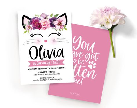 Cat Invitation, Kitty Invitation, Cat Party, Kitty party, Cat Face, Cat Floral, Kitty Birthday, Cat Birthday, Pink cat Invitation, Kitty,Cat Birthday Kitten, Cat Birthday Invitations, Cat Invitations, Kitten Birthday Party, Birthday Hamper, Kitten Party, Party Cat, Kitty Birthday Party, Kitten Birthday