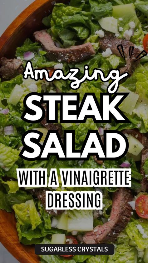 Dressing For Steak Salad, Easy Steak Salad, Summer Steak Salad, Red Wine Vinaigrette Dressing, Salad With Steak, Healthy Bbq Side Dishes, Salad Lovers, Summer Lunch Recipes, Summer Get Together