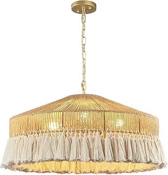 Fringe Light Fixture, Rattan Flush Mount, Macrame Chandelier Bohemian, Metal Fringe Chandelier, Bohemian Chandelier, Tiered Bamboo Chandelier, Basket Chandelier, Woven Lamp, Light Fixtures Farmhouse