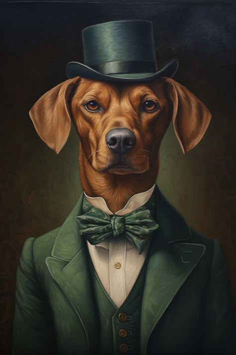 Dog In A Suit Painting, Fancy Dog Portraits, Dog In Clothes Illustration, Animals Wearing Clothes Drawing, Animal In Suit, Dog In A Suit, Animals In Suits, Dog Art Illustration, Dog In Suit