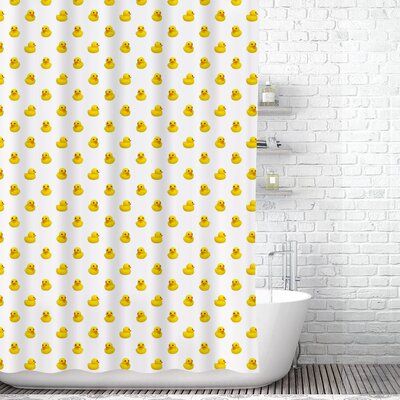 East Urban Home Rubber Duck Shower Curtain Liner Rubber Ducky Bathroom, Rubber Duck Bathroom, Duck Shower Curtain, Duck Bathroom, Shower Curtain White, Animal Kids Room, Curtain White, Rubber Duckies, Kids Room Prints