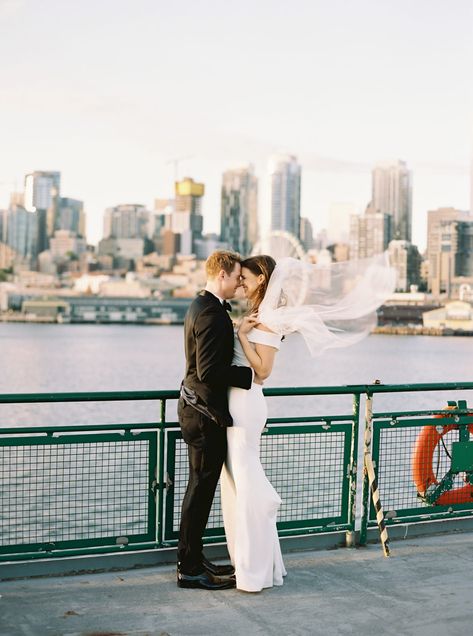 Ferry Wedding, City Hall Bride, Urban Elopement, Courthouse Wedding Photos, Seattle Elopement, Courthouse Elopement, Sleepless In Seattle, Seattle City, Washington Elopement