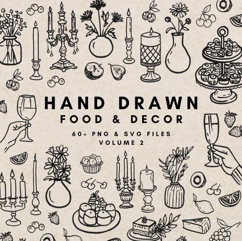 Setting Illustration, Wine Clipart, Food Bundle, 300dpi Images, Drawn Food, Wine Images, Wine Glass Decor, Line Art Images, Shower Table