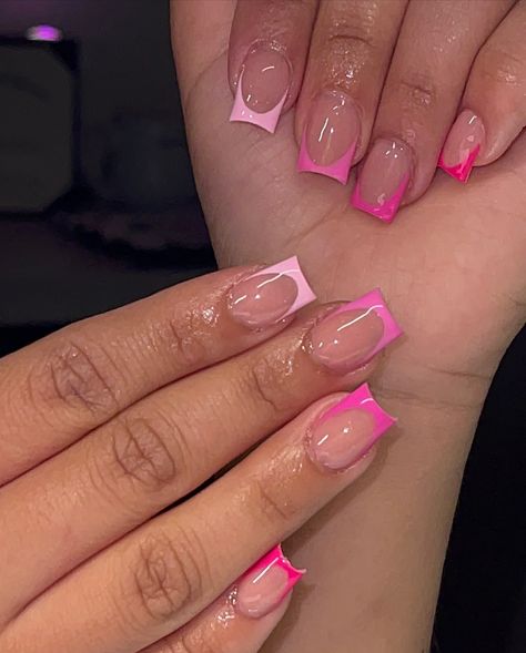 Short nails/frenchie appreciation 😮‍💨💞 Frenchies Nails Short, Purple French Tip Short Nails, Short Square French Tip Acrylic Nails Purple, French Tip Natural Nails Short, Pink On Pink Short French Tip, Short Frenchies With Designs, Short Pink Frenchies, Short Frenchies, Natural Nail Designs