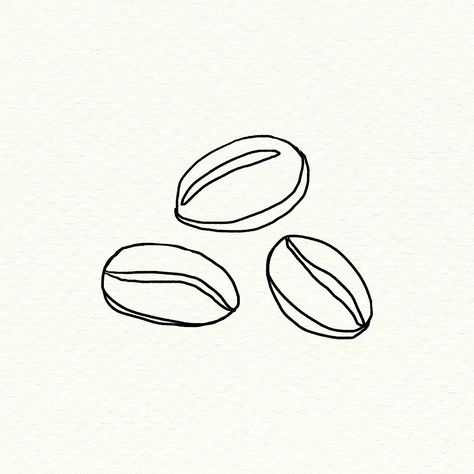 How To Draw Coffee Beans, Coffee Related Tattoos, Coffee Bean Doodle, Coffee Pattern Illustration, Coffee Beans Tattoo, Coffee Drawing Illustration, Coffee Beans Drawing, Coffee Bean Drawing, Coffee Doodle Art