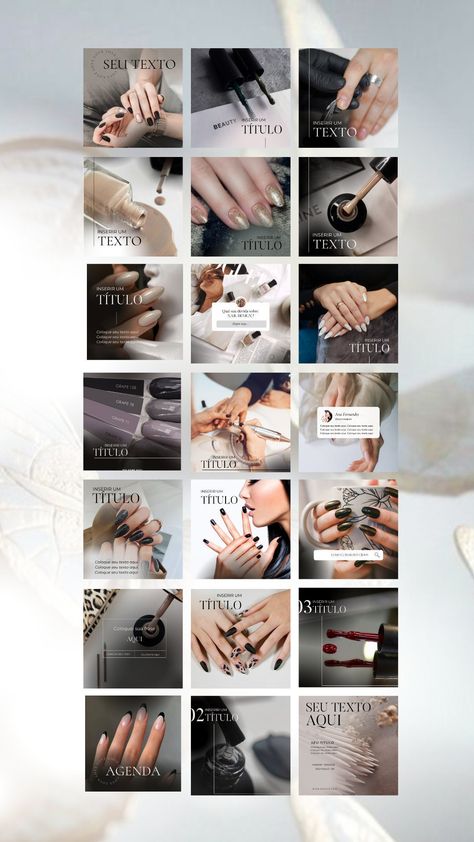 Graphic Design Portfolio Book, Nail Instagram, 50 Aesthetic, Free Social Media Templates, Templates Aesthetic, Aesthetic Nail, Media Kit Template, Marketing Graphics, Instagram Canva