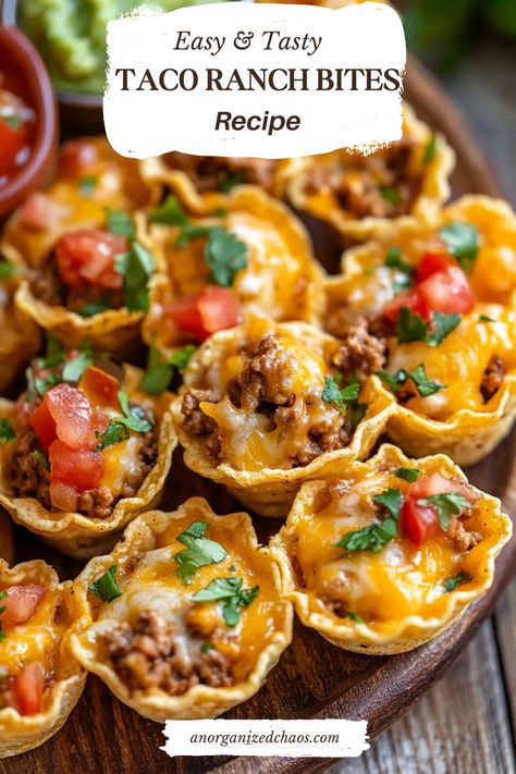 Looking for a quick and delicious appetizer or snack? These Taco Ranch Bites are the perfect solution! Packed with zesty taco flavors and creamy ranch, these little bites are a crowd-pleaser that’s easy to make and even easier to devour. Whether you're hosting a game day party or just need a fun snack, Taco Ranch Taco Ranch Bites, Mini Taco Appetizer, Thanksgiving Snacks Appetizers, Taco Appetizers, Taco Bites, Appetizers For Kids, Game Day Party, Creamy Ranch, Game Day Appetizers