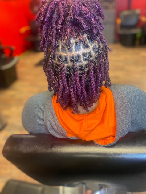 Black And Purple Locs Black Women, Locs With Purple Tips, Purple Locs Black Women, Beginner Loc Styles For Women, Purple Locs, Locs Color, Dyed Locs, Dreads Short Hair, Purple Dreads