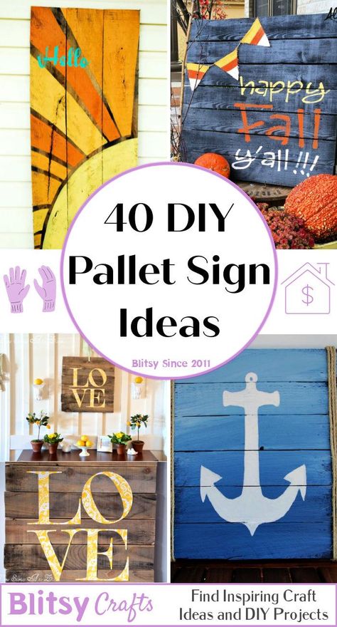 Signs Made From Pallets, Single Pallet Ideas, Crafts Using Pallets, Wooden Pallet Signs Diy, Painted Pallets For Outside Garden, Small Pallet Painting Ideas, Paint Signs On Wood Ideas, Diy Pallet Storage Ideas, Pallet Wood Crafts Diy Projects