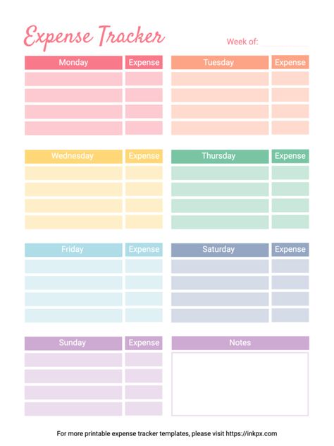 Expense Tracker Printable Free, Weekly Expense Tracker, Weekly Budget Printable, Monthly Expense Tracker, Daily Expense Tracker, Expense Tracker Printable, Minimalist Rainbow, Bills Budget, Budget Money