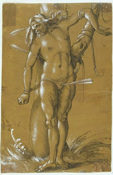 Hans Baldung Grien (1484/1485-1545) ~ The Martyrdom of St.-Bastiaan, Pen in black ink and wash, 1510-1515 Hans Baldung Grien, Saint Sebastian, St Sebastian, Art Dark, Art Theme, San Sebastian, Roman Catholic, 16th Century, Rotterdam