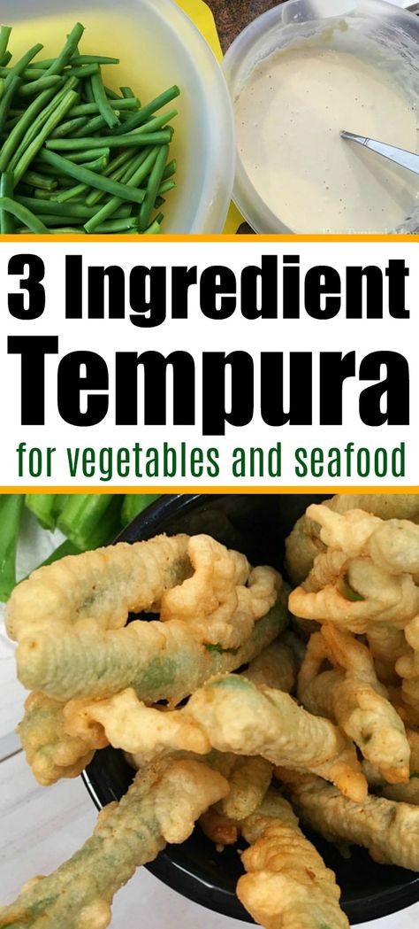 Easy Tempura Batter, Tempura Batter Recipe, Tempura Vegetables, Tempura Recipe, Dessert Chef, Seafood Shrimp, Healty Dinner, Tempura Batter, Fried Green Beans